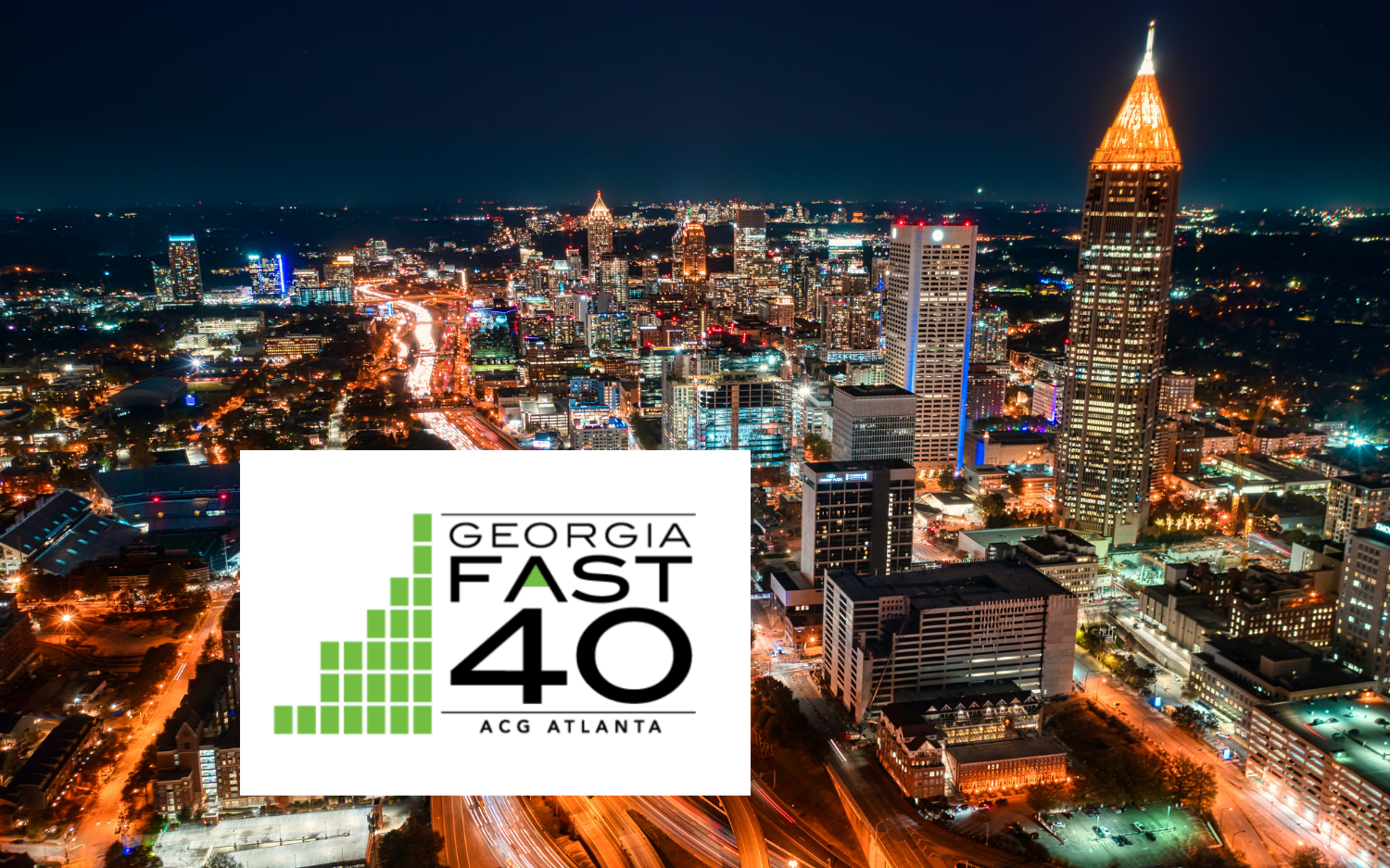 Atlanta skyline with Georgia Fast 40 logo.